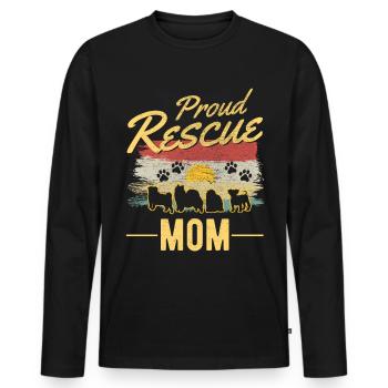 Dog Rescue Mom Street Dog - Men's Premium Organic Long Sleeve Shirt - black - Front - Nico (187cm)