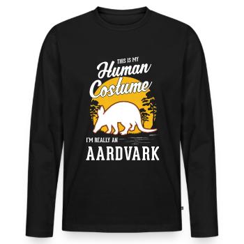 Erdferkel Human Costume Halloween Aardvark - Men's Premium Organic Long Sleeve Shirt - black - Front - Nico (187cm)