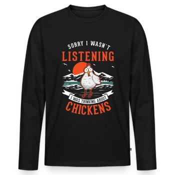 Chickens, Farmer, Chicken, Farmer, Chicken - Men's Premium Organic Long Sleeve Shirt - black - Front - Nico (187cm)