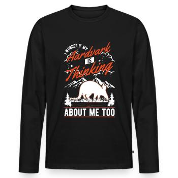 Aardvark Gift Aardvark - Men's Premium Organic Long Sleeve Shirt - black - Front - Nico (187cm)