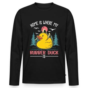 La maison, c’est là où se trouve mon canard en caoutchouc, le canard en caoutchouc - T-shirt manches longues Premium bio Homme - noir - Devant - Nico (187cm)
