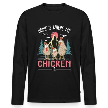 Poulets Home Farmer Poulet - T-shirt manches longues Premium bio Homme - noir - Devant - Nico (187cm)