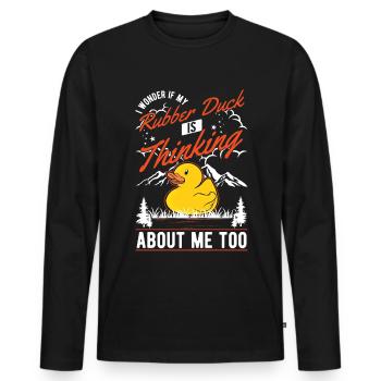 Canard en caoutchouc cadeau canard en caoutchouc canard en caoutchouc - T-shirt manches longues Premium bio Homme - noir - Devant - Nico (187cm)