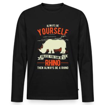 Rhino Rhino Rhinoceros - Men's Premium Organic Long Sleeve Shirt - black - Front - Nico (187cm)