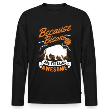 Buffalo Gift Bison Water Buffalo Buffalo - Men's Premium Organic Long Sleeve Shirt - black - Front - Nico (187cm)