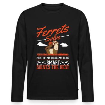 Amateur de furet Cadeau de furet - T-shirt manches longues Premium bio Homme - noir - Devant - Nico (187cm)