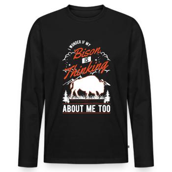 Buffalo cadeau Bison Buffallo buffle d’eau - T-shirt manches longues Premium bio Homme - noir - Devant - Nico (187cm)