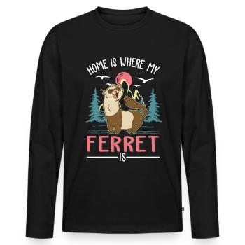 La maison, c’est là où est mon furet - T-shirt manches longues Premium bio Homme - noir - Devant - Nico (187cm)