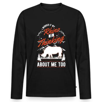 Rhino Gift Rhino Rhinoceros - Men's Premium Organic Long Sleeve Shirt - black - Front - Nico (187cm)