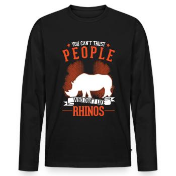Rhino Gift Rhino Rhinoceros - Men's Premium Organic Long Sleeve Shirt - black - Front - Nico (187cm)