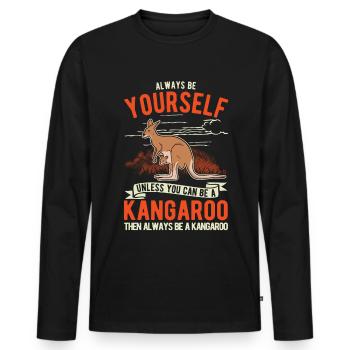 Always be yourself Kangaroo Australia Kangaroo - Men's Premium Organic Long Sleeve Shirt - black - Front - Nico (187cm)