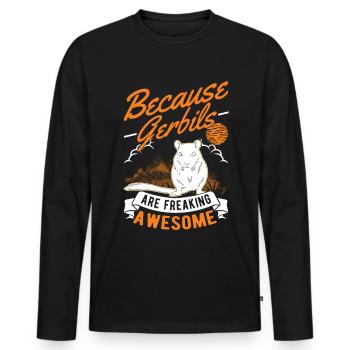 Gerbille Rennratte Rennmaus - T-shirt manches longues Premium bio Homme - noir - Devant - Nico (187cm)