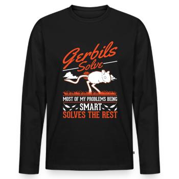 Gerbil Gift Mongolian Gerbil Gerbil - Men's Premium Organic Long Sleeve Shirt - black - Front - Nico (187cm)