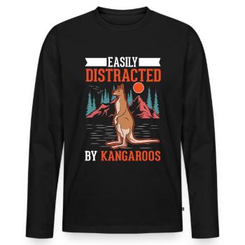 Easily distracted by Kangaroos Känguru - Männer Premium Bio Langarmshirt - Schwarz - Vorne - Nico (187cm)
