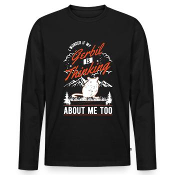 Gerbil Gift Mongolian Gerbil Gerbil - Men's Premium Organic Long Sleeve Shirt - black - Front - Nico (187cm)
