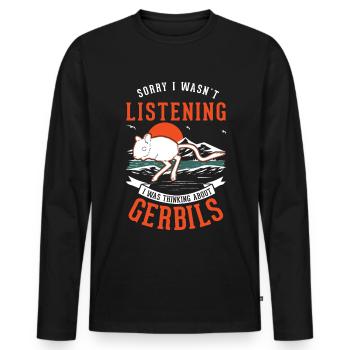 Gerbil Gift Mongolian Gerbil Gerbil - Men's Premium Organic Long Sleeve Shirt - black - Front - Nico (187cm)
