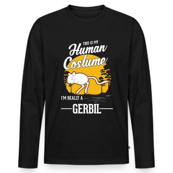 Gerbil Human Costume Rennmaus - Men's Premium Organic Long Sleeve Shirt - black - Front - Nico (187cm)