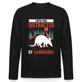 Easily distracted by Aardvarks Erdferkel - Männer Premium Bio Langarmshirt - Schwarz - Vorne - Nico (187cm)