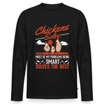 Chickens Chicken Breeding Chicken Farmer - Men's Premium Organic Long Sleeve Shirt - black - Front - Nico (187cm)