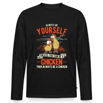 Poulets Élevage de poulets Producteur de poulets - T-shirt manches longues Premium bio Homme - noir - Devant - Nico (187cm)