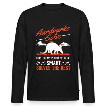 Erdferkel Geschenk Aardvark - Männer Premium Bio Langarmshirt - Schwarz - Vorne - Nico (187cm)