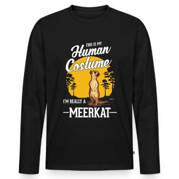 Déguisement Suricate Suricate Halloween - T-shirt manches longues Premium bio Homme - noir - Devant - Nico (187cm)