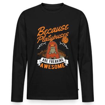 Platypus Gift Platypus - Men's Premium Organic Long Sleeve Shirt - black - Front - Nico (187cm)