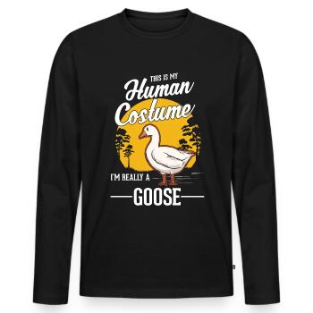 Oies Costume Humain Halloween Oie Éleveur Oie - T-shirt manches longues Premium bio Homme - noir - Devant - Nico (187cm)