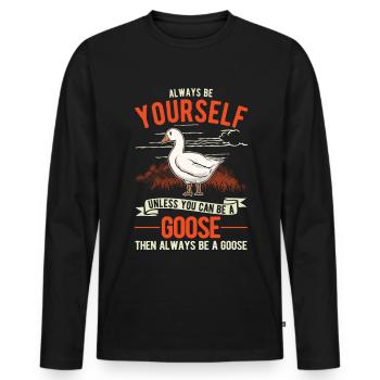 Geese Gift, Goose Lover, Goose Breeder - Men's Premium Organic Long Sleeve Shirt - black - Front - Nico (187cm)