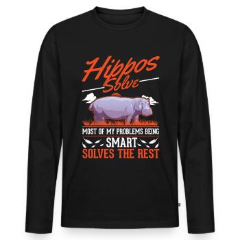 Hippopotame cadeau hippopotame hippopotame - T-shirt manches longues Premium bio Homme - noir - Devant - Nico (187cm)