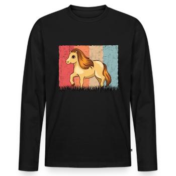 Shetland Pony Retro - Männer Premium Bio Langarmshirt - Schwarz - Vorne - Nico (187cm)