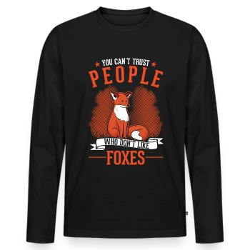 Fuchs Geschenk Rotfuchs - Männer Premium Bio Langarmshirt - Schwarz - Vorne - Nico (187cm)