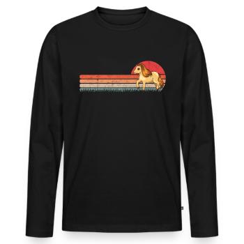 Shetland Pony Retro - Männer Premium Bio Langarmshirt - Schwarz - Vorne - Nico (187cm)