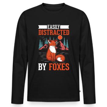Fuchs Geschenk Rotfuchs - Männer Premium Bio Langarmshirt - Schwarz - Vorne - Nico (187cm)