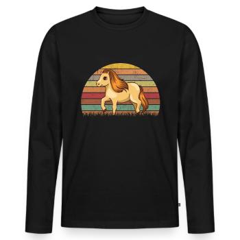 Shetland Pony Retro - Männer Premium Bio Langarmshirt - Schwarz - Vorne - Nico (187cm)