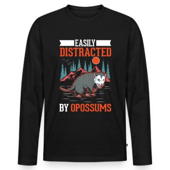 Facilement distrait par les opossums Possum Beutelratte - T-shirt manches longues Premium bio Homme - noir - Devant - Nico (187cm)