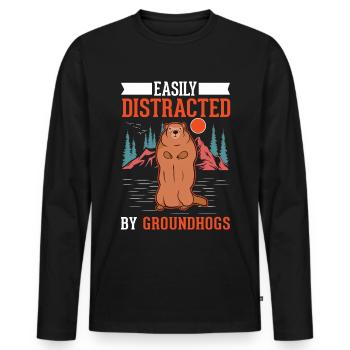 Murmeltier Groundhog Waldmurmeltier - Männer Premium Bio Langarmshirt - Schwarz - Vorne - Nico (187cm)
