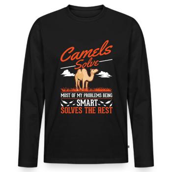 Camel Dromedary Egypt Gift Big Camel - Men's Premium Organic Long Sleeve Shirt - black - Front - Nico (187cm)