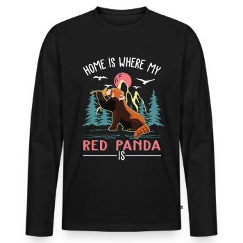 Cadeau Panda roux Panda roux - T-shirt manches longues Premium bio Homme - noir - Devant - Nico (187cm)
