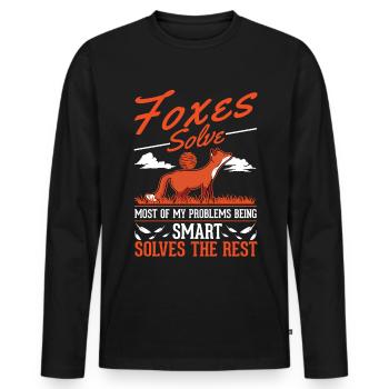 Cadeau de renard Renard roux - T-shirt manches longues Premium bio Homme - noir - Devant - Nico (187cm)