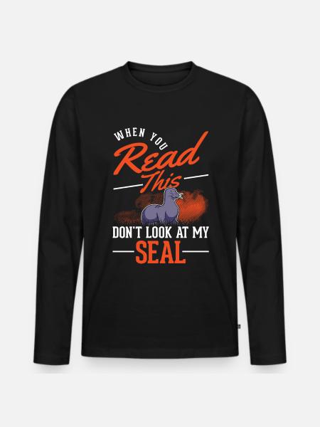Robbe Geschenk Seehund Seelöwe - Männer Premium Bio Langarmshirt - Schwarz