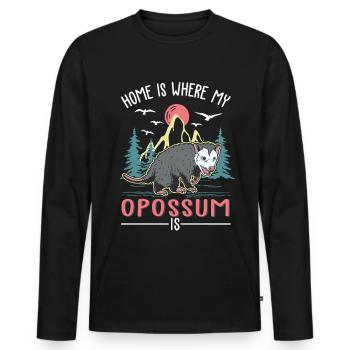 Zuhause is wo mein Opossum ist Possum - Männer Premium Bio Langarmshirt - Schwarz - Vorne - Nico (187cm)
