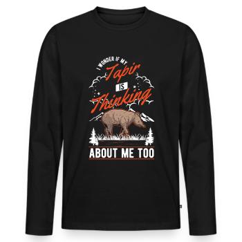 Tapir cadeau Tapir des plaines Tapirdae Tapir - T-shirt manches longues Premium bio Homme - noir - Devant - Nico (187cm)