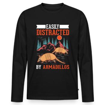 Easily distracted by Armadillo's Armadillo - Men's Premium Organic Long Sleeve Shirt - black - Front - Nico (187cm)