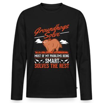 Murmeltier Groundhog Day Waldmurmeltier - Männer Premium Bio Langarmshirt - Schwarz - Vorne - Nico (187cm)