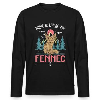Zuhause ist wo mein Fennek ist - Männer Premium Bio Langarmshirt - Schwarz - Vorne - Nico (187cm)