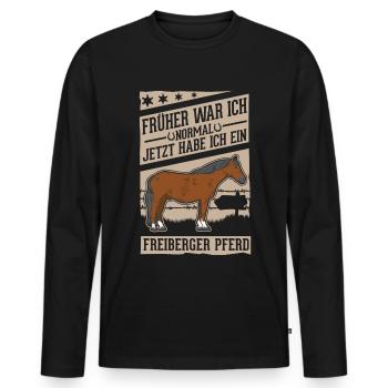 Freiberger Pferd Reiterin - Männer Premium Bio Langarmshirt - Schwarz - Vorne - Nico (187cm)
