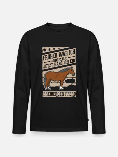 Freiberger Pferd Reiterin - Männer Premium Bio Langarmshirt - Schwarz