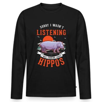 Hippopotame cadeau hippopotame - T-shirt manches longues Premium bio Homme - noir - Devant - Nico (187cm)