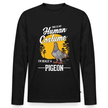 Colombe Costume Pigeon Amateur Halloween - T-shirt manches longues Premium bio Homme - noir - Devant - Nico (187cm)